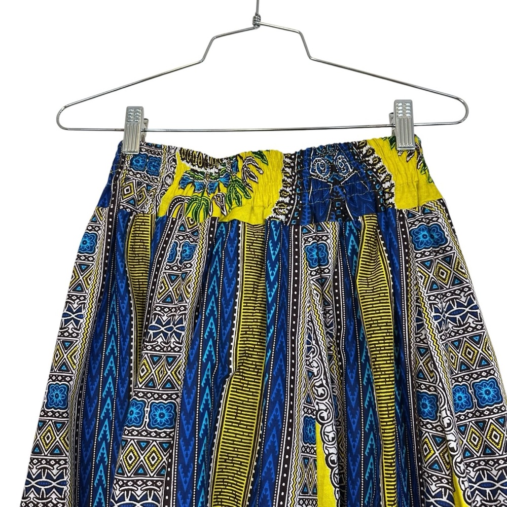 NF Ankara African Print Maxi Skirt OS Yellow and Blue - Picture 6 of 11